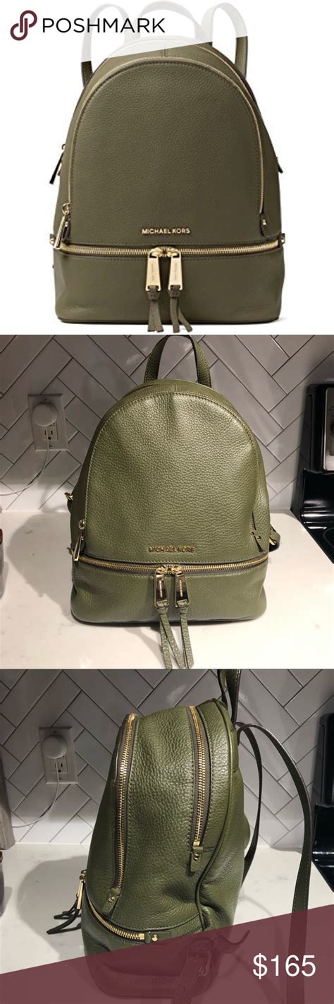 michael kors rhea medium backpack olive